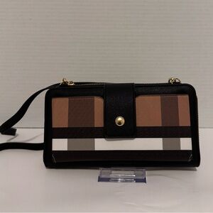 NWT long wallet crossbody, Plaid very cute many pockets and card alita